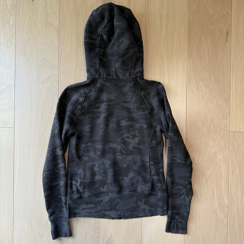 Lululemon Scuba Hoodie 6 Black Camo Full Zip Jacket Workout Athleisure Yoga - Picture 8 of 9